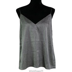 H&M Women's Black & White Geometric Floral Motif Satin Camisole